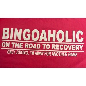 Fruit of the Loom "Bingoholic" Graphic Tee Shirt Pink XXL‎ (undersized)